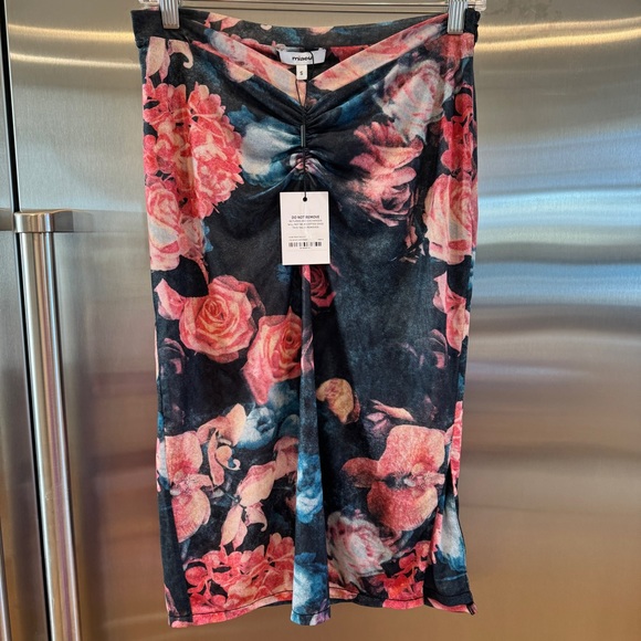 NWT Miaou Preston Skirt in Decades Rose Midi with Slit Floral - Picture 6 of 12
